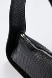 Asymmetric Croc Baguette Bag - Black