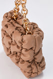 Quilted Vegan Leather Hand Bag - Nude