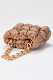 Quilted Vegan Leather Hand Bag - Nude