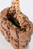 Quilted Vegan Leather Hand Bag - Nude