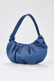 Pleated Satin Shoulder Bag - Blue