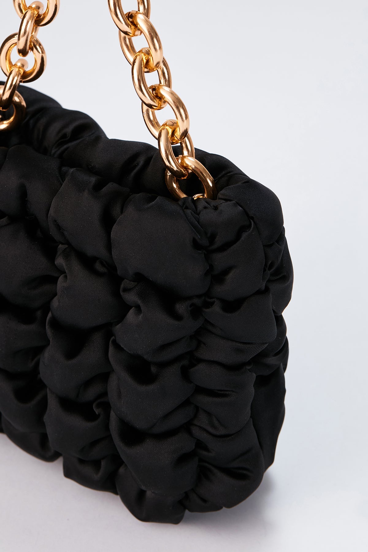 Quilted Satin Handbag - Black