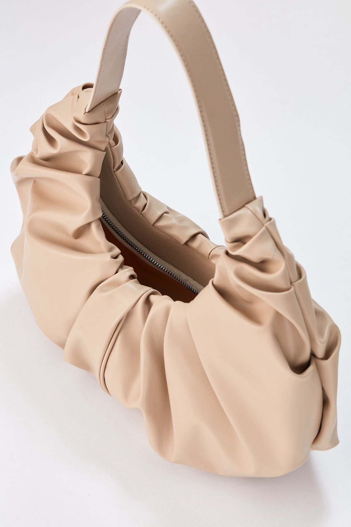 Vegan Leather Shoulder Bag - Nude