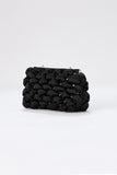 Recycled Quilted Satin Clutch Bag - Black