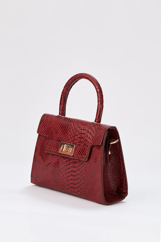 Reptile Textured Vegan Grab Bag - Burgundy