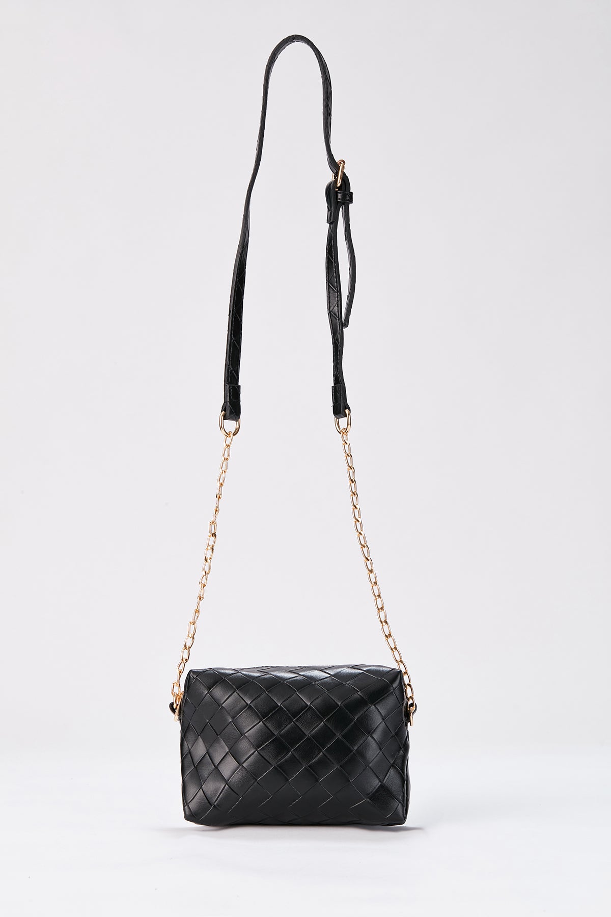 Mini sac à bandoulière effet tressé - Noir