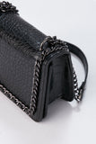 Croco Chain Shoulder Bag - Black