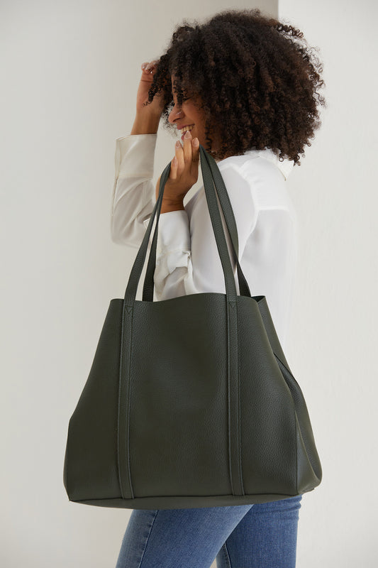 Vegan Leather Weekend Bag - Khaki Green