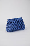 Quilted Satin Clutch Bag - Blue