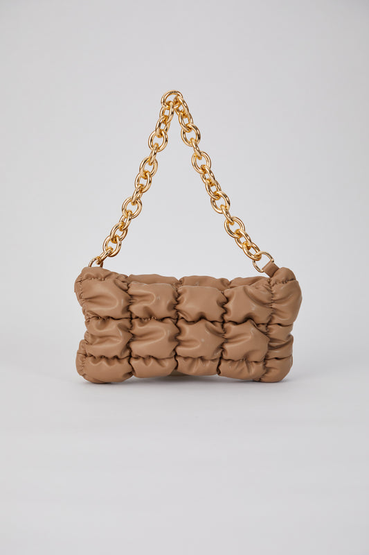 Quilted Shoulder Bag - Beige