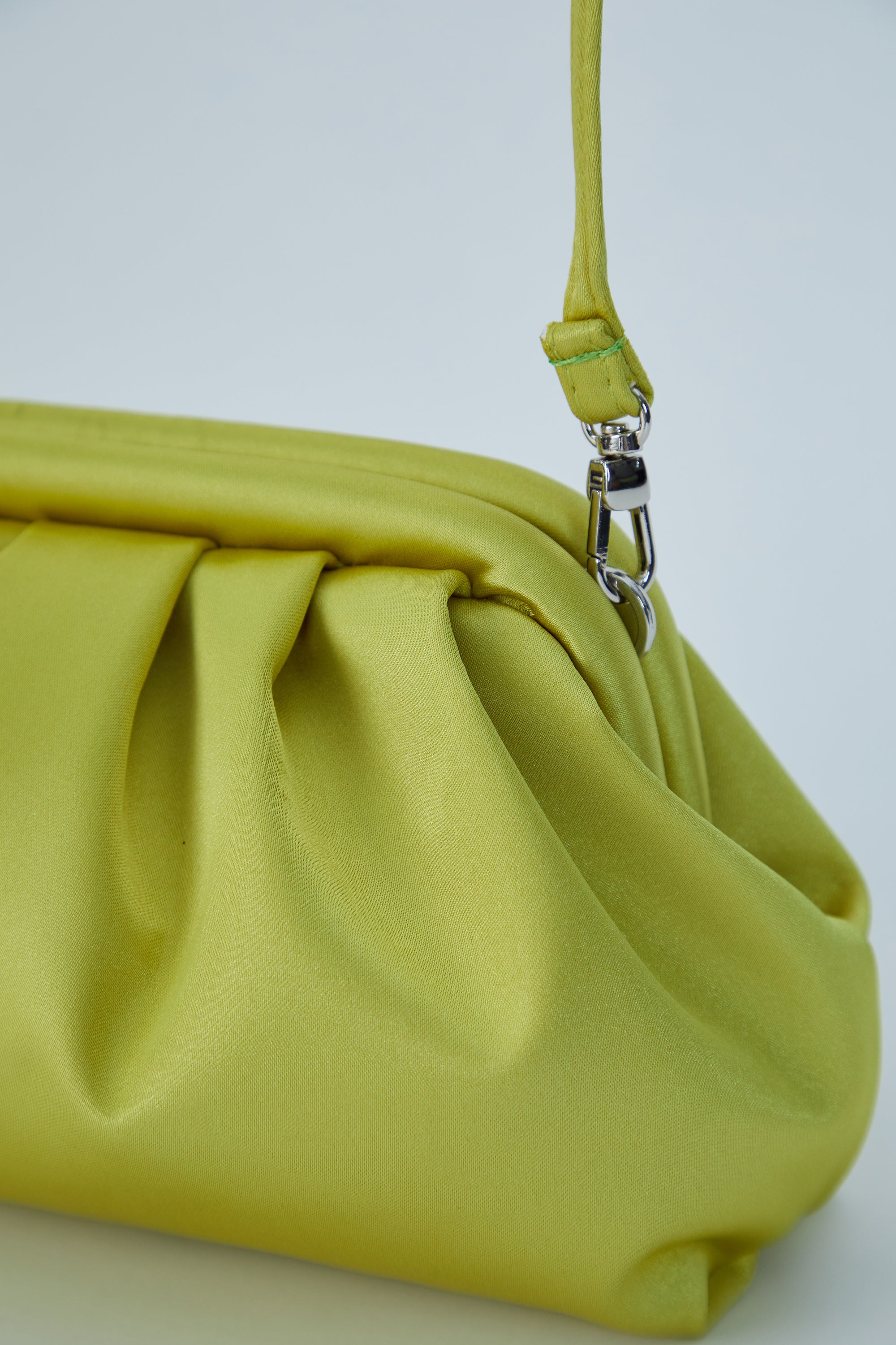 Satin Pouch Bag - Lime Green