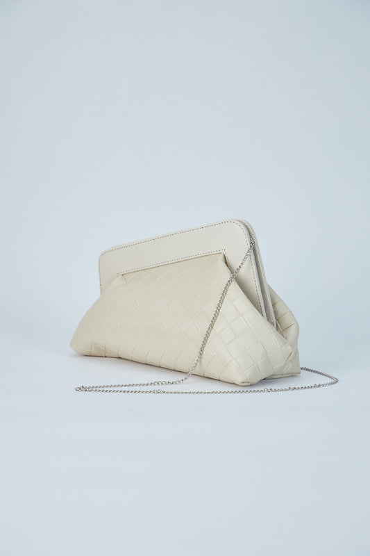 Asymmetrische Clutch-Tasche – Weiß