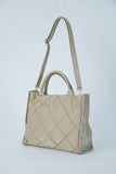 Quilted Nylon Tote Bag - Cream