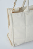 Quilted Vegan Leather Tote Bag - Cream