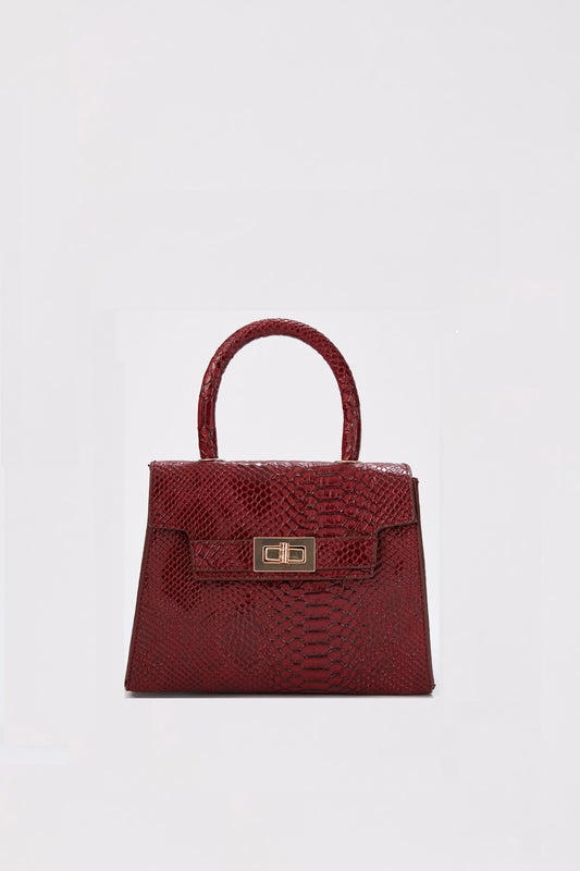 Reptile Textured Vegan Grab Bag - Burgundy