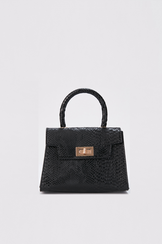 Reptile Textured Vegan Grab Bag - Black