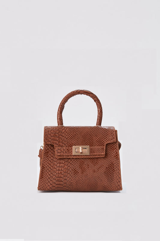 Reptile Textured Vegan Grab Bag - Tan